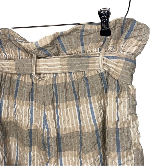 Free People Plaid High Rise Paperbag Tie Waist Shorts M - Picture 6 of 9